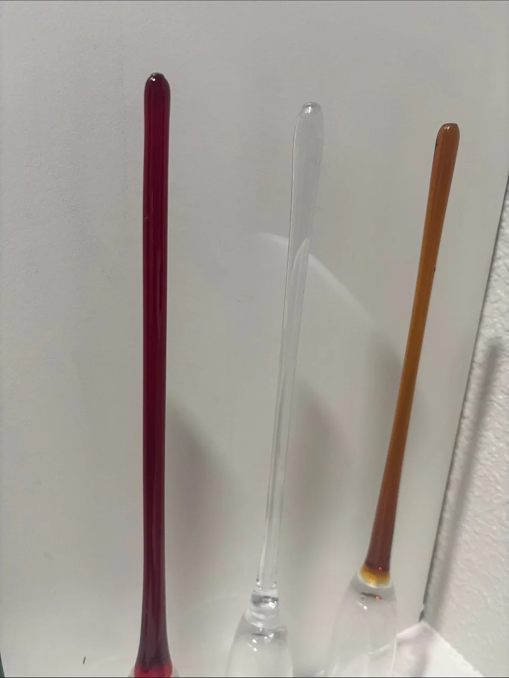 Decorative Colored Stem Champagne Flutes - Green, Red, Clear, Amber